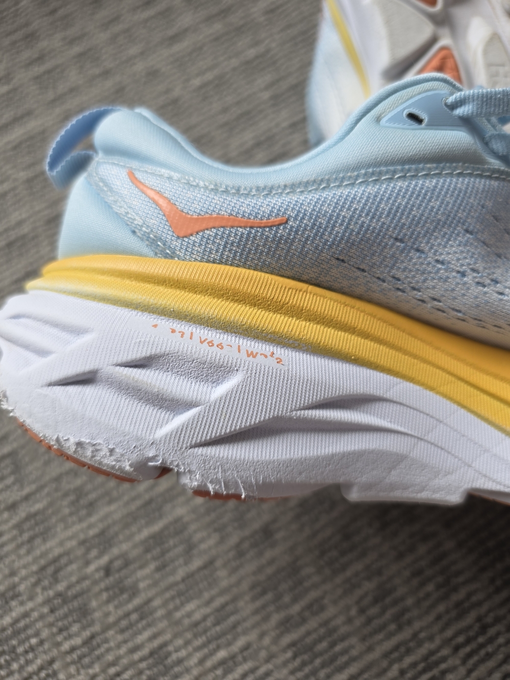 Hoka Bondi 8 Running Shoes - Light Blue, Yellow & Coral Accents - Picture 5 of 10